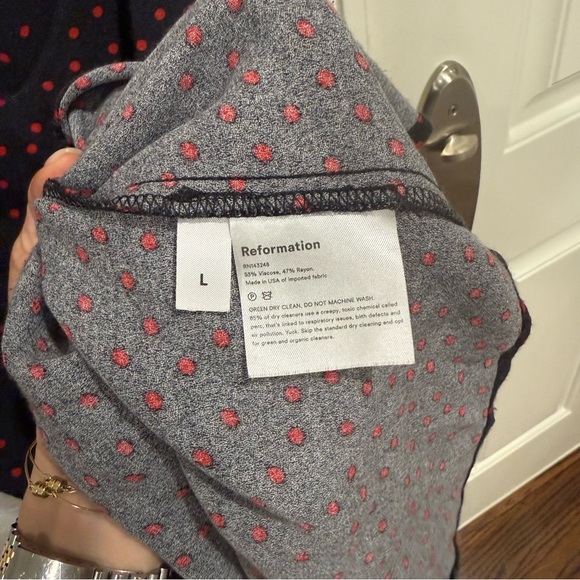 Reformation Marlowe Black and Red Polka Dot Mini Dress - Picture 7 of 7